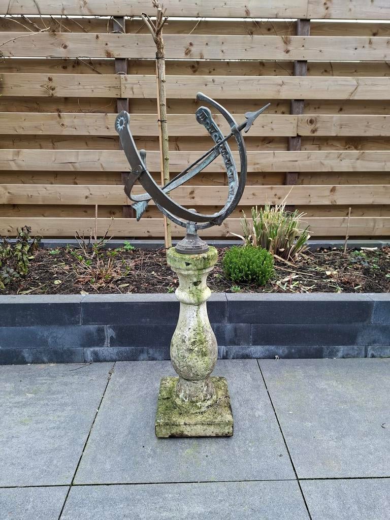 Antieke Zonnewijzer op Sokkel - Tuindecoratie, Tuin en Terras, Zonnewijzers, Ophalen, Gebruikt