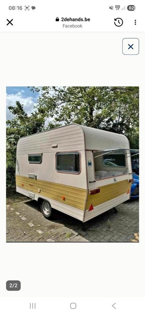 Gezellige retro caravan instapklaar, Caravans en Kamperen, Caravans, 500 - 750 kg, Koelkast, Ophalen