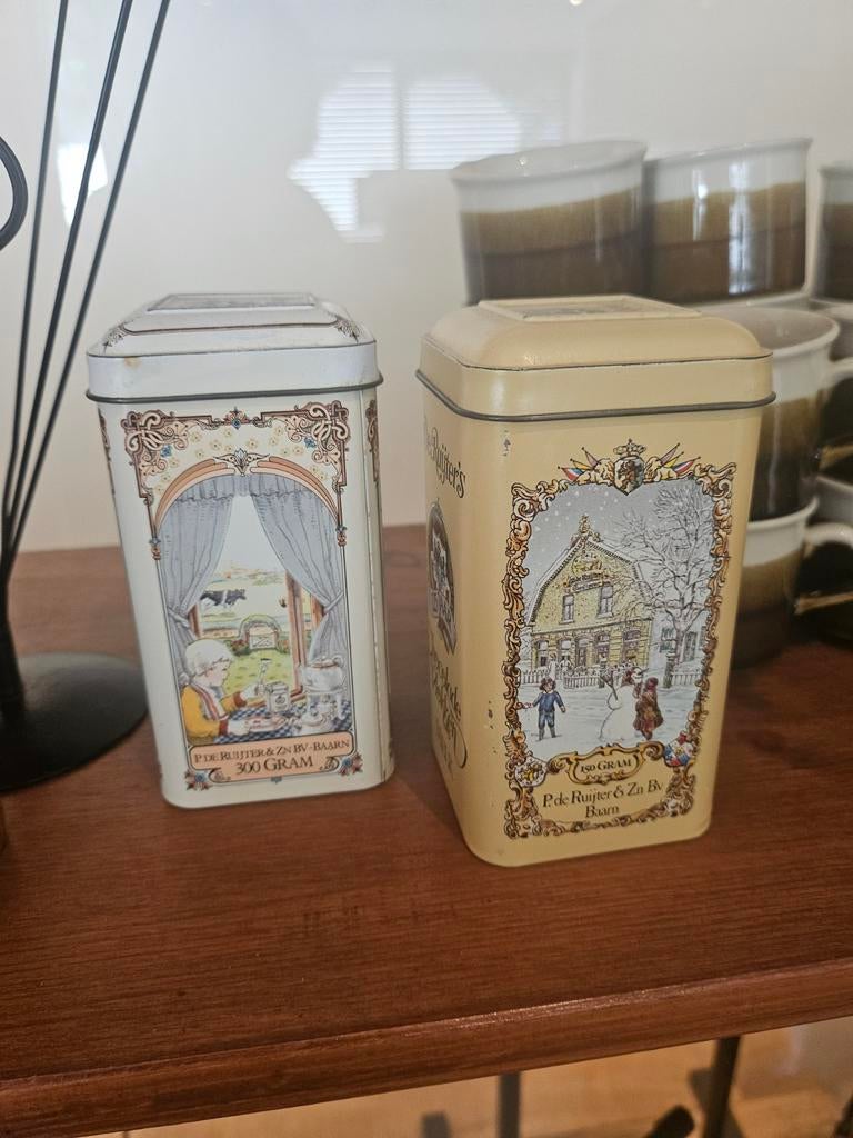 Vintage De Ruijter's blikken voor chocolade vlokken en hagel, Verzamelen, Blikken, Ophalen, Gebruikt, Overige, Overige merken