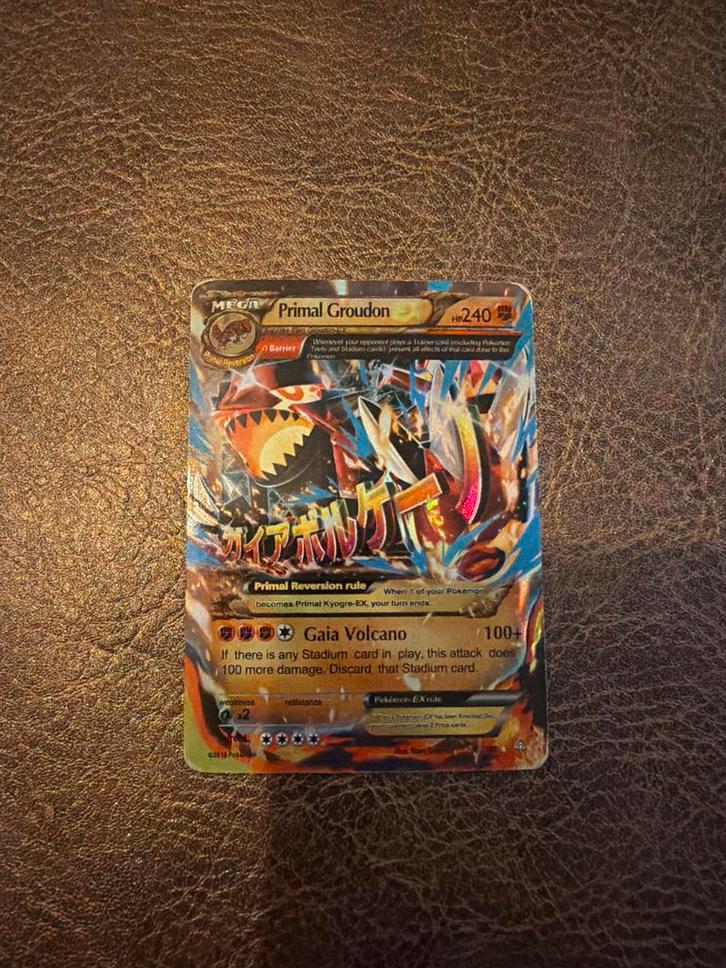Pokémon Kaart Primal Groudon EX, Hobby en Vrije tijd, Verzamelkaartspellen | Pokémon, Zo goed als nieuw, Losse kaart, Foil, Ophalen of Verzenden