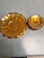 Vintage Gebakset: 1 Gebakschaal en 10 Gebaksbordjes, Huis en Inrichting, Gebruikt, Ophalen of Verzenden, Glas, Bord(en)