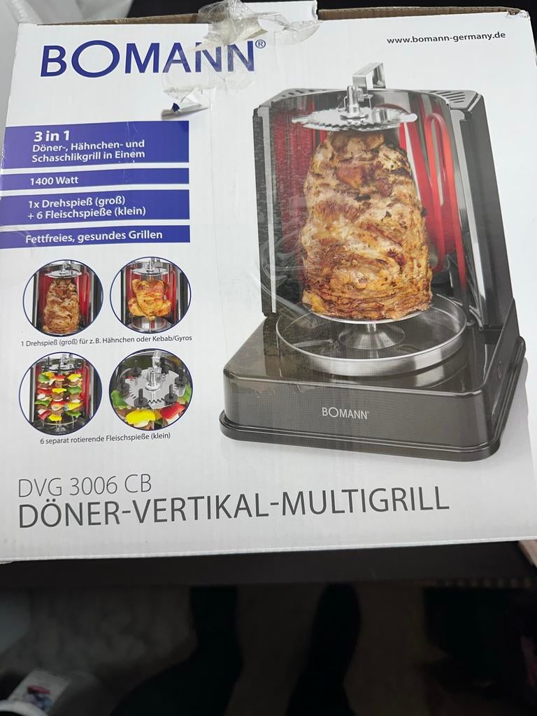 Nieuwe Bomann DVG 3006 CB Döner-Vertikal-Multigrill, Witgoed en Apparatuur, Steengrill, ., Nieuw, Ophalen of Verzenden
