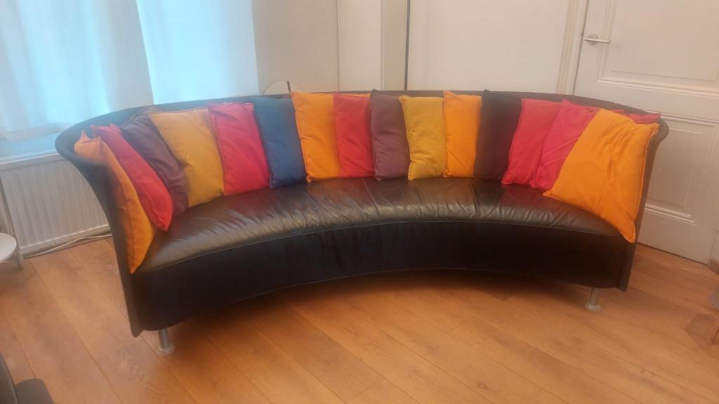 Ronde 3-zits sofa/bank Montis Juliët, Ophalen, Gebruikt, Leer, Driepersoons