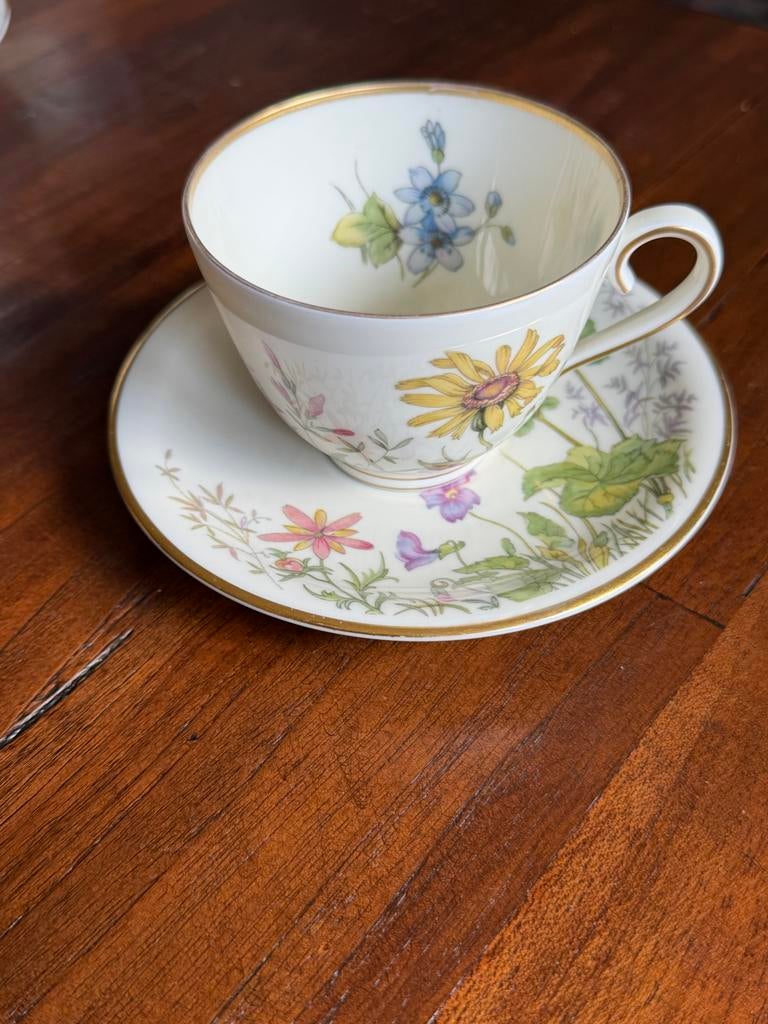 Vintage Kop en Schotel - Amika Theebeker met Bloemenprint, Ophalen of Verzenden