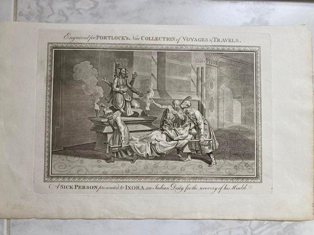 A sick person presented to Ixora, an Indian Deity, 27x23cm, Dagelijks leven, Ophalen of Verzenden, 23 cm, Origineel