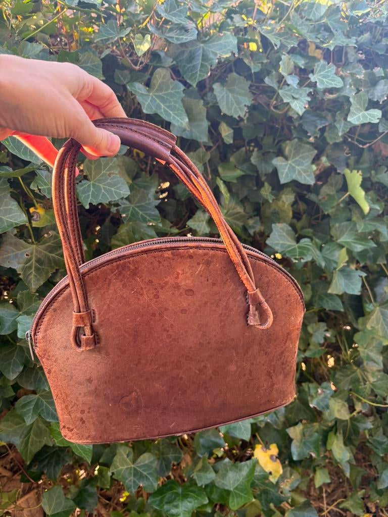 Vintage leren handtas, Ophalen of Verzenden, Gebruikt, Bruin, Handtas