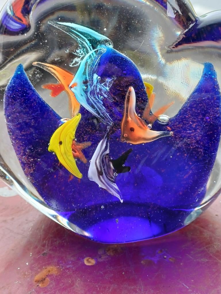 Murano stijl aquarium met vissen, 10x12cm, Ophalen of Verzenden