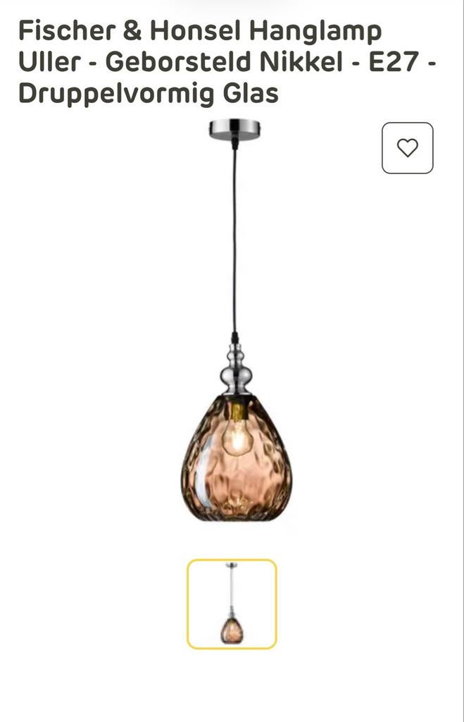 Fischer & Honsel Uller hanglamp, nieuw in verpakking, Ophalen of Verzenden, Nieuw, Glas, Minder dan 50 cm