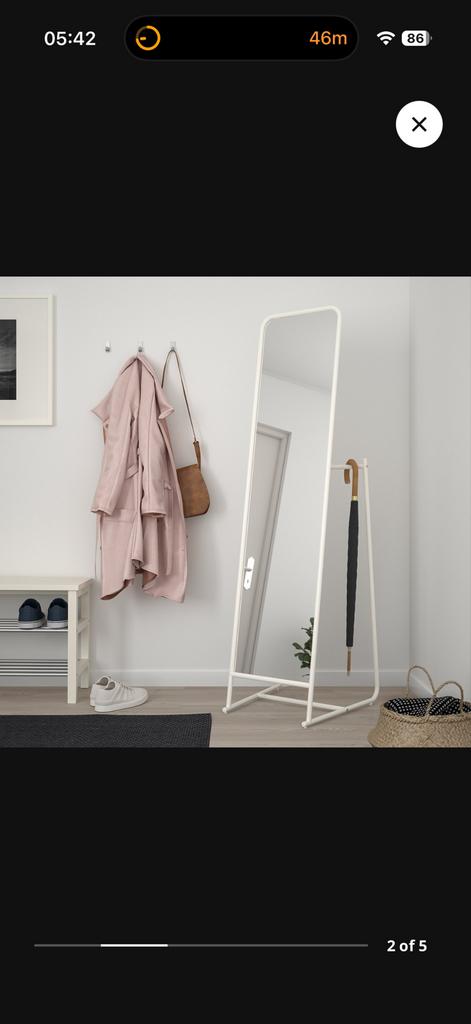 IKEA KNAPPER staande spiegel met kledingrek, Minder dan 50 cm, Gebruikt, Ophalen of Verzenden, 150 tot 200 cm