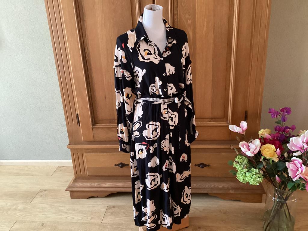 Pom Amsterdam jurk zwart met meerkleurige print, maat 40, Maat 38/40 (M), Zwart, Nieuw, Ophalen of Verzenden