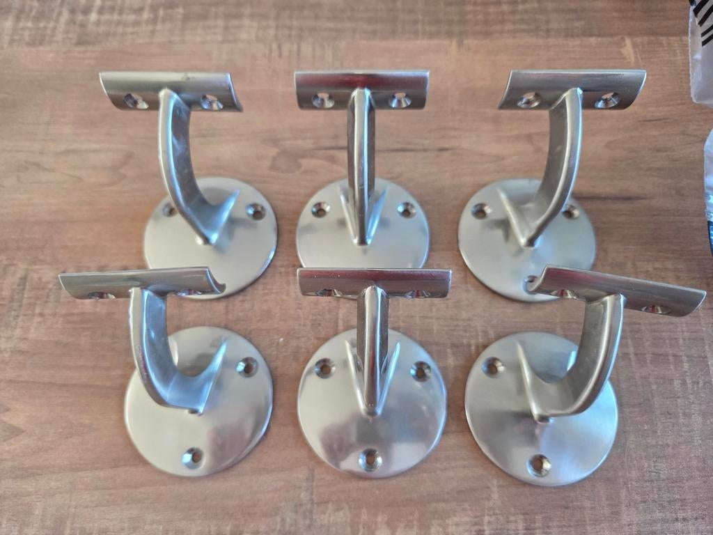 6 chromen trapleuning houders, Ophalen of Verzenden