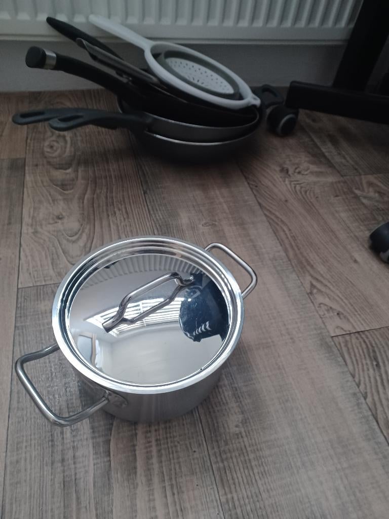 Koekenpannen, kookpan, wok en vergiet, Huis en Inrichting, Keuken | Potten en Pannen, Ophalen, Gebruikt, Rvs, Overige typen