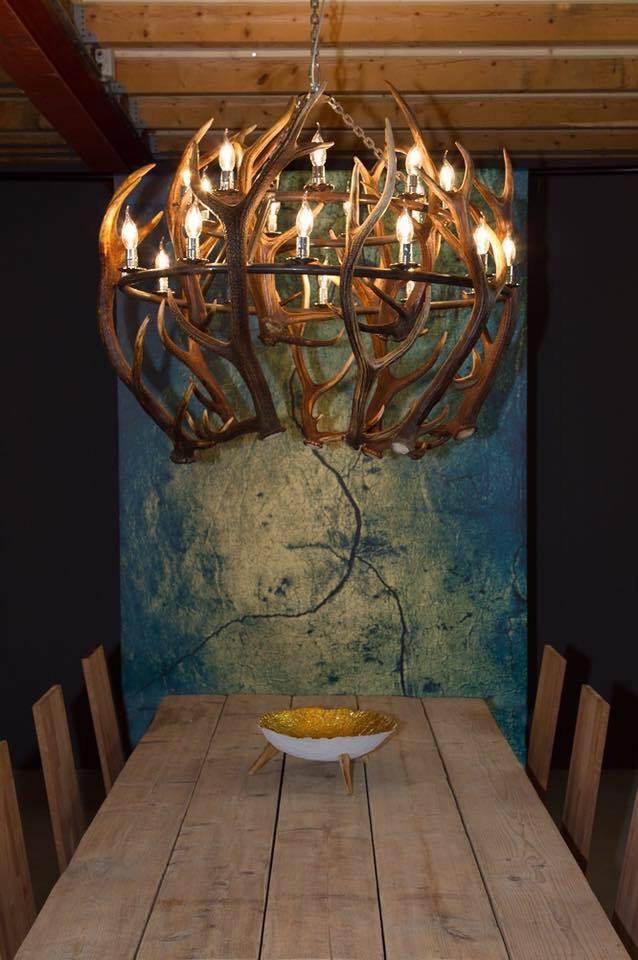 Kroonluchter van geweien, Nieuw, LM Lighting, Ophalen of Verzenden, Resi@exclusieve-verlichting.eu