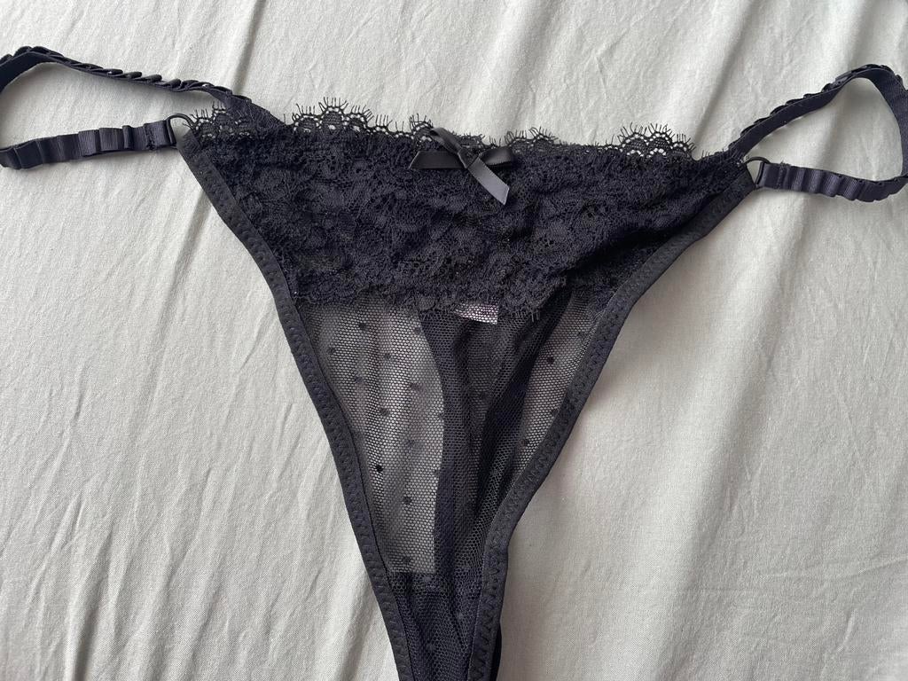 Kanten string xxl, Kleding | Dames, Ondergoed en Lingerie, Verzenden, Zwart, String