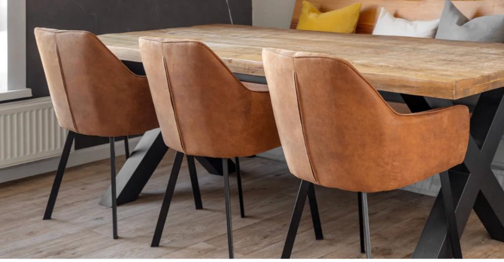 3 bruine eetkamerstoelen, Ophalen, Gebruikt, Bruin, Drie