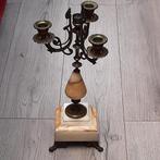 kandelaar marmer / koper-legering voor 4 kaarsen, Ophalen, Koper of Brons