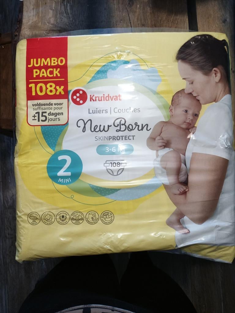 Nieuw pak Kruidvat New Born luiers maat 2 (108 stuks), Ophalen