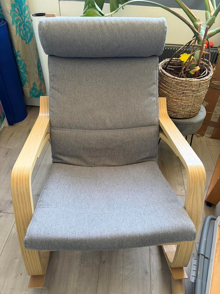 IKEA - Poang schommelstoel, Huis en Inrichting, Stoelen, Ophalen, Gebruikt, Wit, Eén