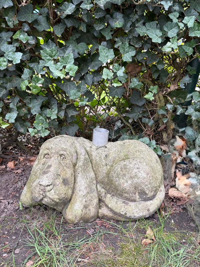 Betonnen parasolvoet in de vorm van een hond, Tuin en Terras, Ophalen, Gebruikt, Minder dan 1 meter, Parasolvoet