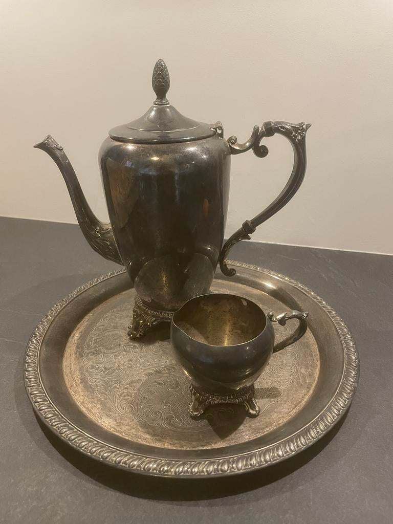 Leonard Silverplate dienblad met koffiepot en suikerpot, Antiek en Kunst, Antiek | Goud en Zilver, Ophalen of Verzenden, Zilver