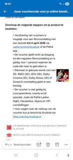 4 pathe tickets geldig tot en met 6 april 2026, Cadeaubon