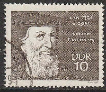 DDR 1970 1535 J Gutenberg, Gest, Ophalen of Verzenden, DDR, Gestempeld