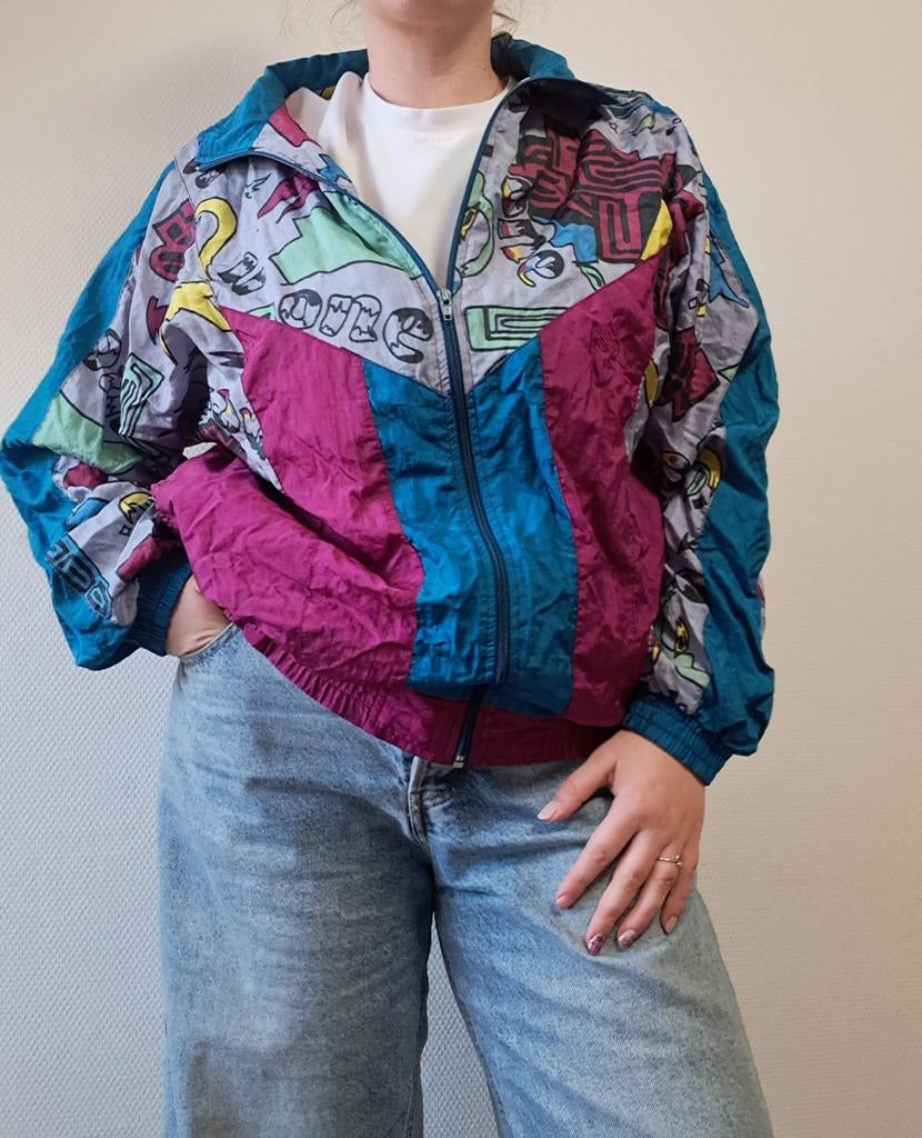 Vintage Festival Windjack Maat L - Unisex Retro Stijl, Ophalen of Verzenden, Gedragen, Maat 42/44 (L), Overige kleuren
