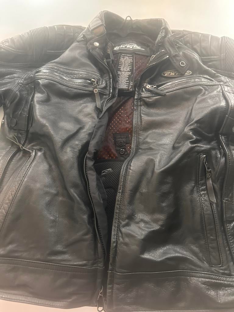 Harley-Davidson FXRG Leren Motorjas – Maat L – Zwart, Motoren, Kleding | Motorkleding, Heren, Jas | leer, Ophalen of Verzenden