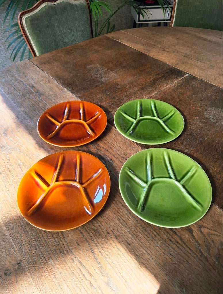Vintage fondueborden Boch Keralux - set van 4, Antiek en Kunst, Antiek | Servies los, Ophalen of Verzenden