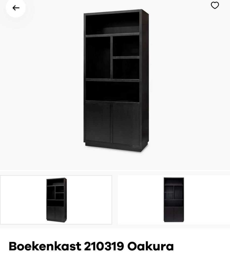 Richmond Boekenkast Oakura Zwart (1 kast te koop), Huis en Inrichting, Kasten | Boekenkasten, Ophalen, 200 cm of meer, Eikenhout