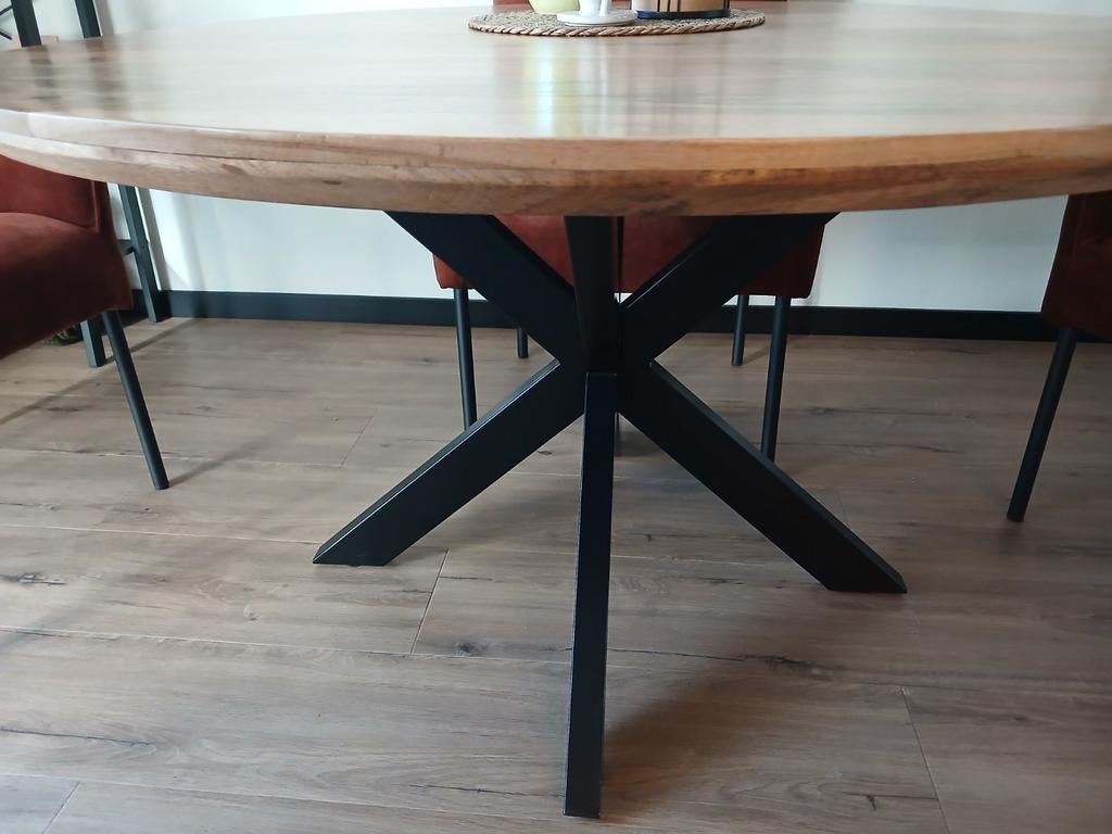 Ronde eettafel, Ophalen, Gebruikt, 100 tot 150 cm, 50 tot 100 cm