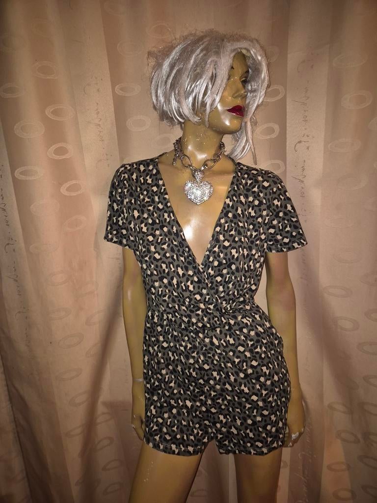 Leopardprint Playsuit met V-hals van only maat L, Kleding | Dames, Jumpsuits, Maat 42/44 (L), Ophalen of Verzenden, Zo goed als nieuw