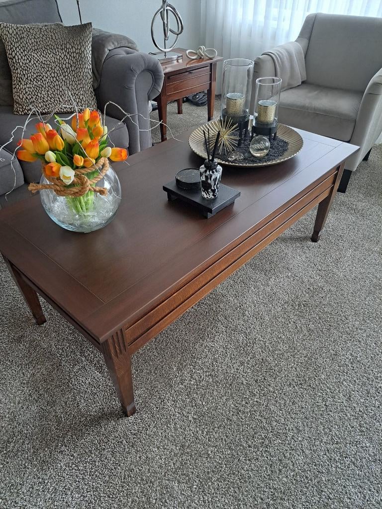 Stijlvolle Notenhouten Salontafel - 140x70 cm, Ophalen, 100 tot 150 cm, 50 tot 75 cm, 50 tot 100 cm