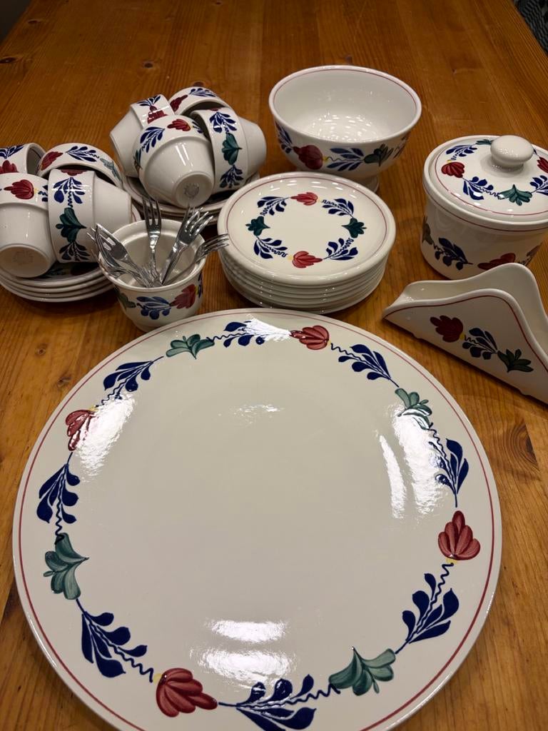 Boerenbont High tea/taartset, Ophalen, Gebruikt, Keramiek, Boerenbont