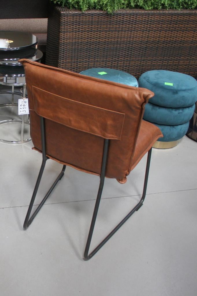 1 x luxe eetkamerstoel DUKE Jess Design metaal leer cognac, Ophalen, Gebruikt, Bruin, Eén