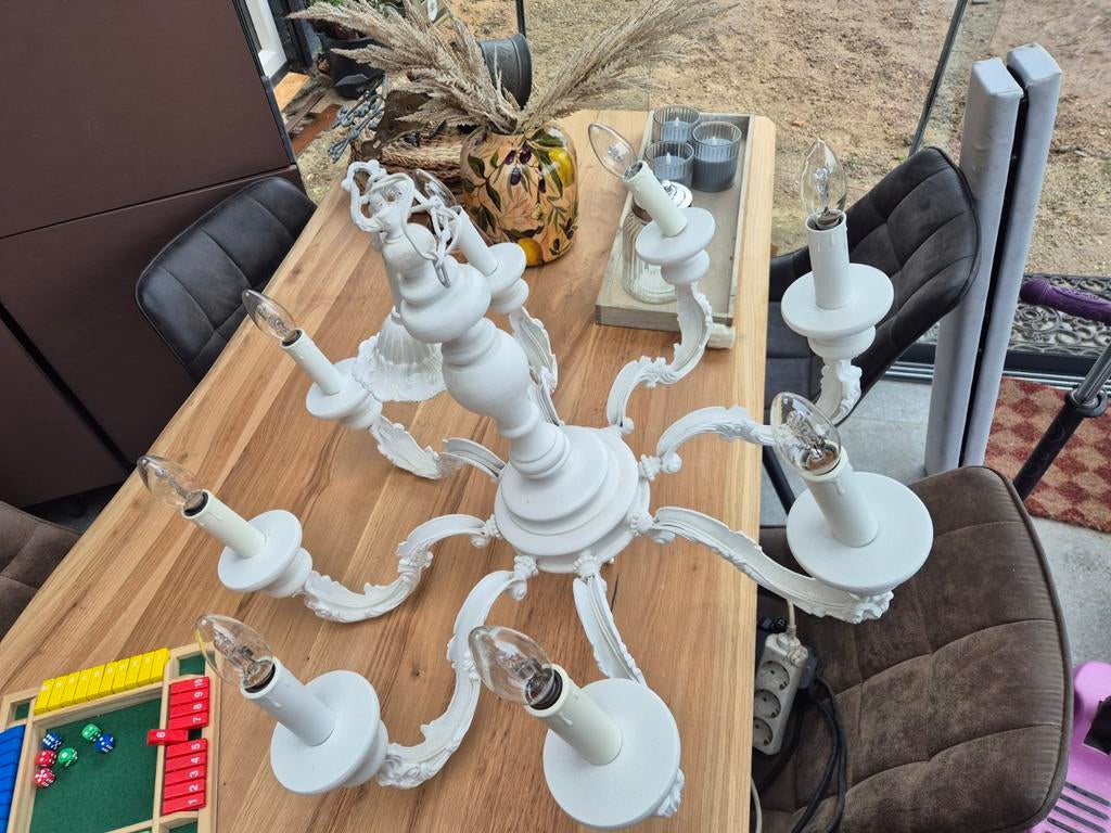 Mooie houte kroonluchter, Ophalen of Verzenden, Zo goed als nieuw