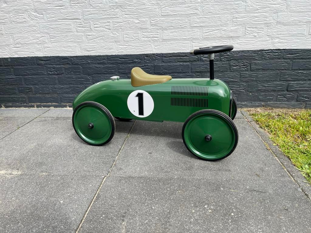 Retro metalen loopauto groen, Ophalen, Gebruikt, Loopvoertuig