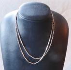 Lange zilveren ketting met staafjes schakels, Sieraden, Tassen en Uiterlijk, Kettingen, Ophalen of Verzenden, Zo goed als nieuw