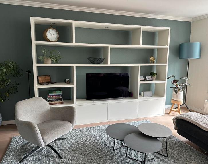 Witte eiken vakkenkast, Huis en Inrichting, Kasten | Wandmeubels, Zo goed als nieuw, 200 cm of meer, 300 cm of meer, 25 tot 50 cm