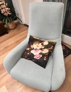Fauteuil blauw groen, Ophalen, 75 tot 100 cm, Zo goed als nieuw, Stof