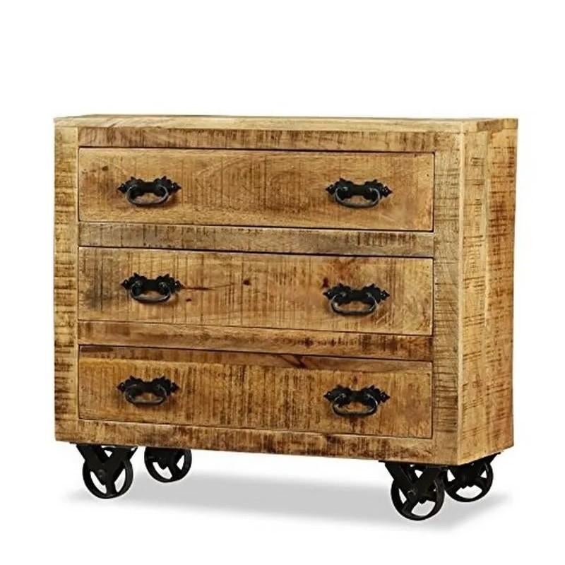 Vintage Verrijdbaar Ladekast Retro Dressoir Mango Nachtkast, Overige houtsoorten, Info@dehanzeherten.nl, De Hanze Herten BV, Nieuw