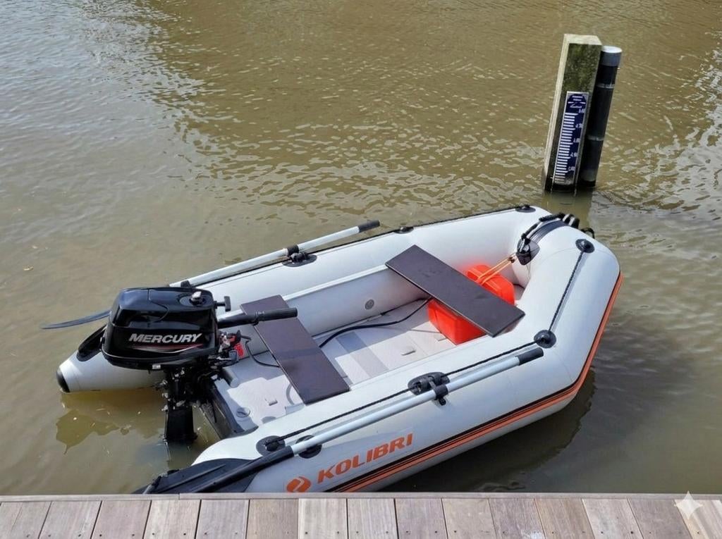 Kolibrie KM-260 rubberboot met 4pk 4 takt Mercury motor 2024, Watersport en Boten, Airdeck, Gebruikt, Benzine, Minder dan 70 pk
