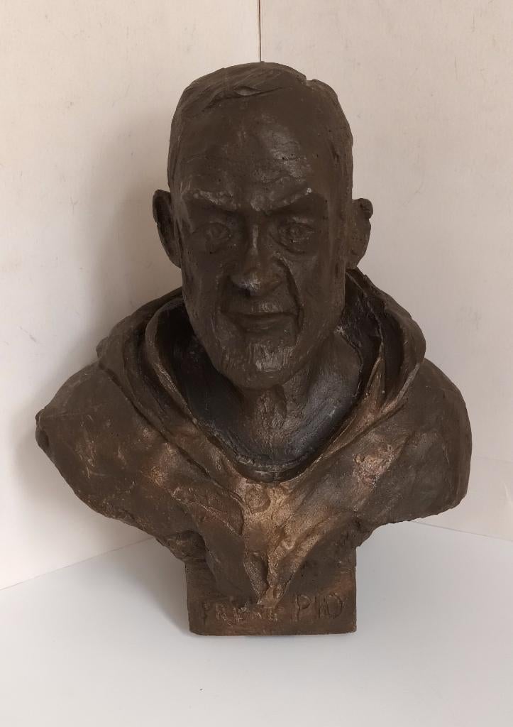 Prachtige religieuse Pater Pio buste borstbeeld met relikwie, Ophalen of Verzenden