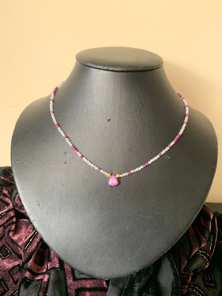 Robijn sterrobijn hanger maansteen liefde geluk magie, Sieraden, Tassen en Uiterlijk, Kettingen, Nieuw, Steen of Mineraal, Rood