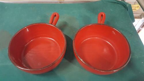 pan aardewerk rood met steel, Ophalen of Verzenden, 'T Olde Gre-j, Info@toldegrej.nl, Endepoelstraat 20f Didam