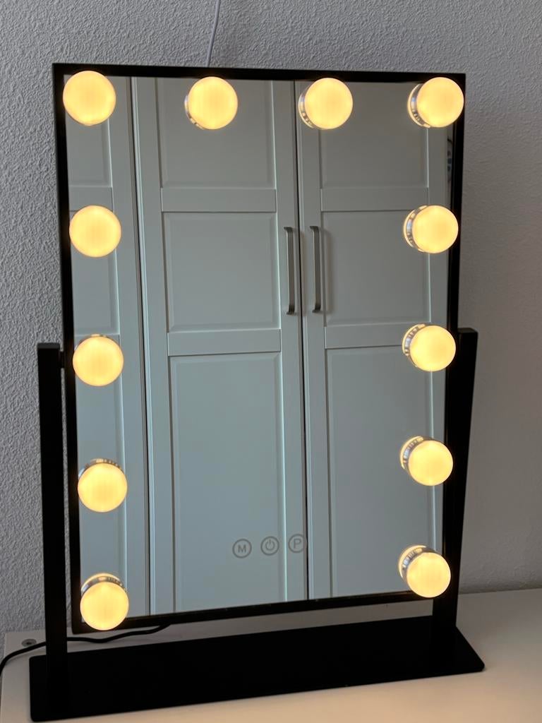 Hollywood Make-up Spiegel met Lampjes - Kantelbaar & Dimbaar, Ophalen, Nieuw, Minder dan 100 cm, Rechthoekig