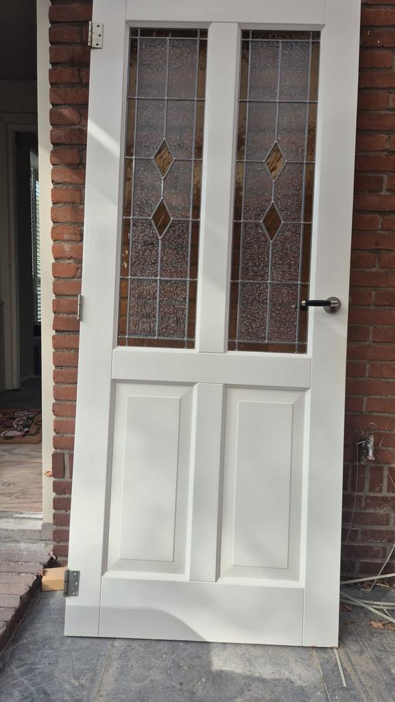 Stompe deur met glas in lood, Ophalen, Gebruikt, 80 tot 100 cm, Binnendeur