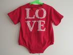 Handgemaakt babypakje T-shirt romper rozerood LOVE mt 74-80, Meisje, Handgemaakt, Nieuw, Ophalen of Verzenden