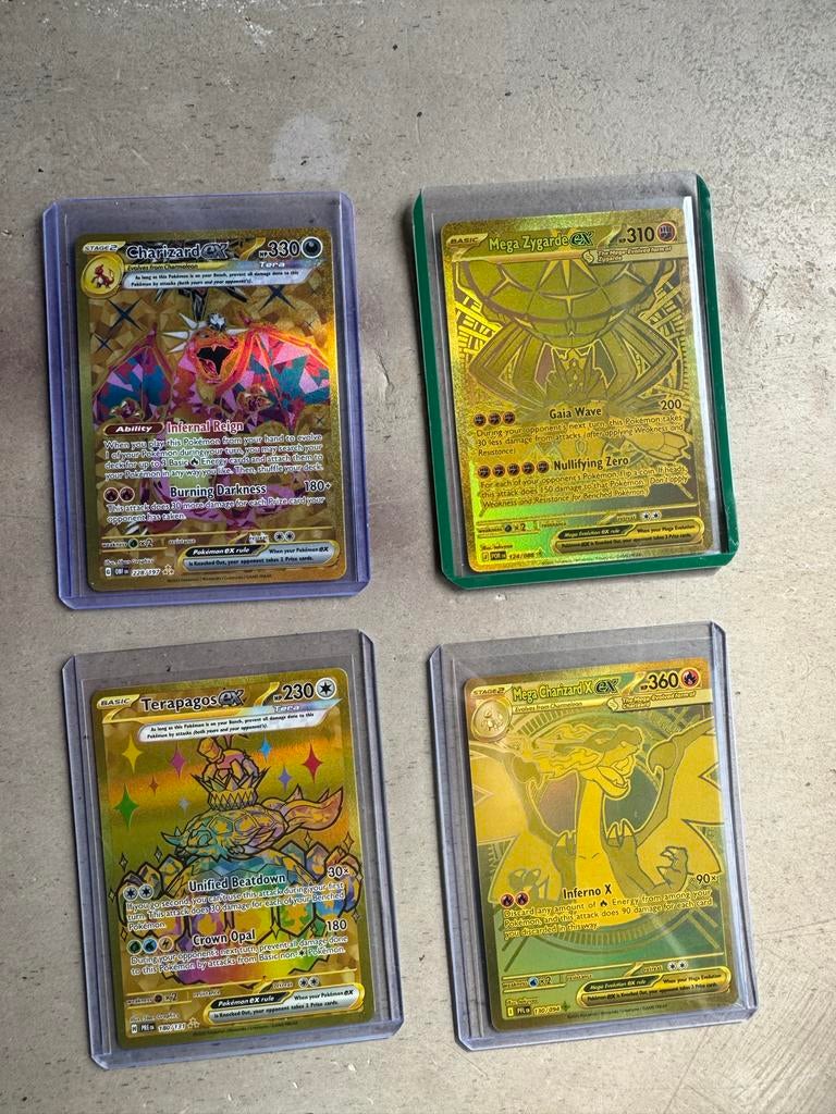 Pokémon kaarten goudkleurig - 4 stuks, Ophalen of Verzenden, Nieuw, Meerdere kaarten, Foil