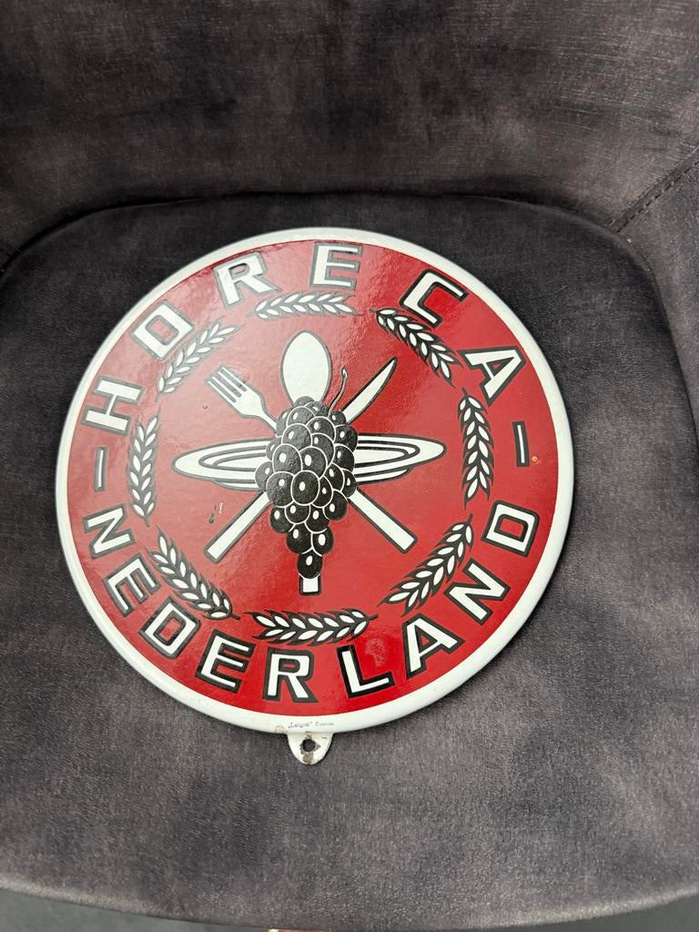 Oud Emaille reclame bord Horeca Nederland, Ophalen of Verzenden